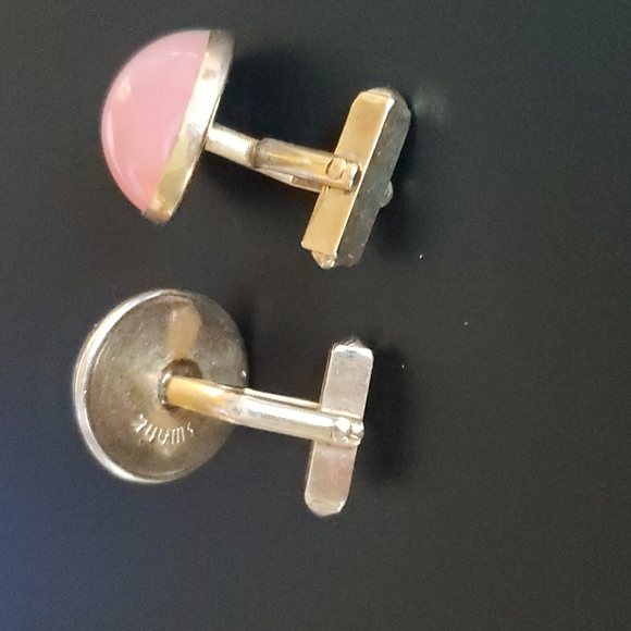 Swank Vintage Cufflinks Pink Emamel Gold-tone - Picture 3 of 7
